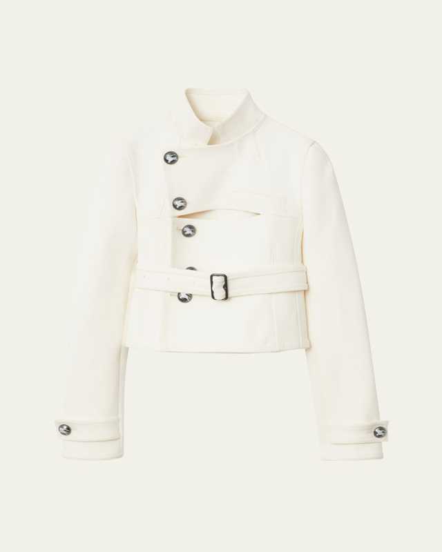 Giu Button-Panel Belted Slim Jacket